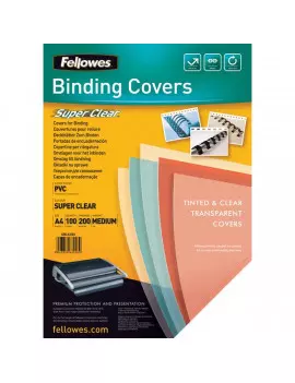 Copertina in PVC per Rilegatura Fellowes - A4 - 200 Micron (Trasparente Conf. 100)