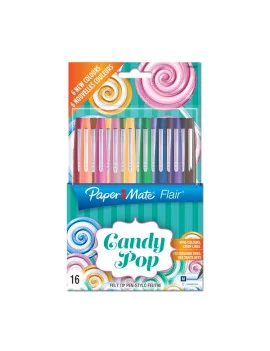 Penna con Punta Sintetica Flair Nylon Papermate - 1 mm - 1985621 (Assortiti Candy Pop Conf. 16)