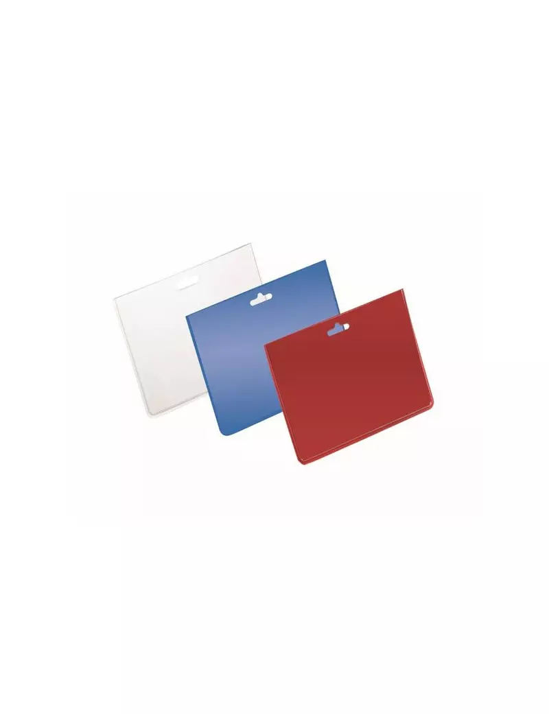 Portanome Orizzontale a Tasca Chiusa Durable - 9x6 cm (Rosso Trasparente Conf. 100)