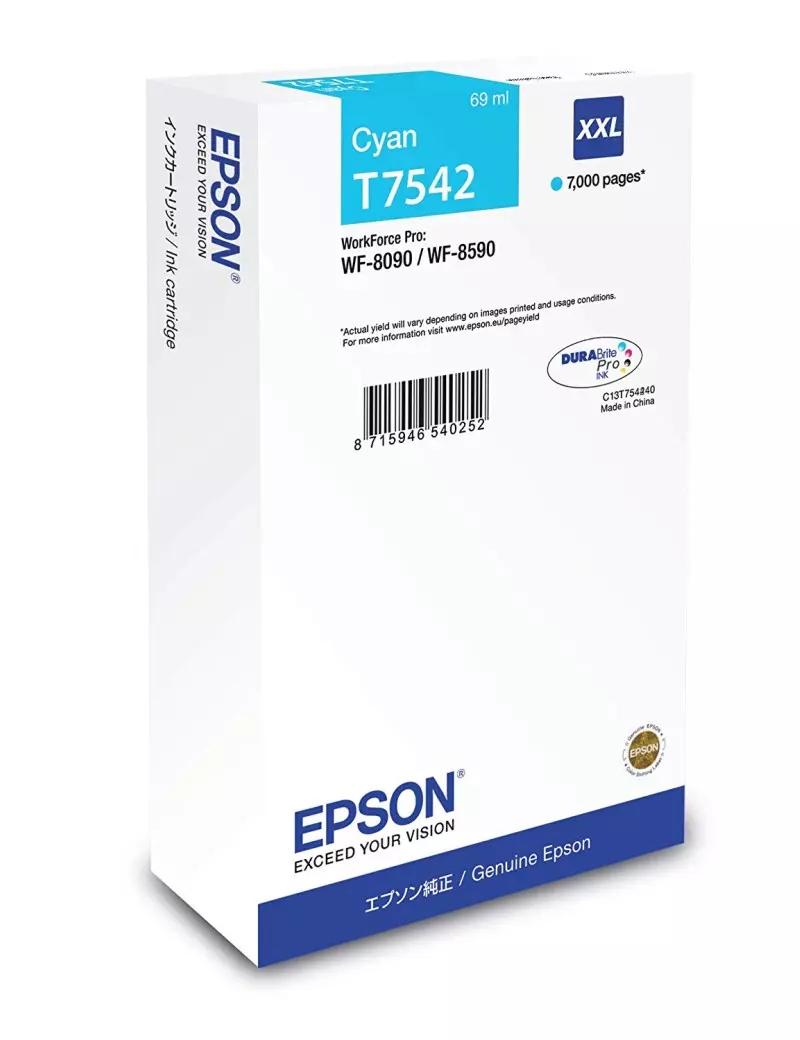 Cartuccia Originale Epson T754240 (Ciano XXL 7000 pagine) Cartuccia Originale Epson T754240 (Ciano XXL 7000 pagine)
