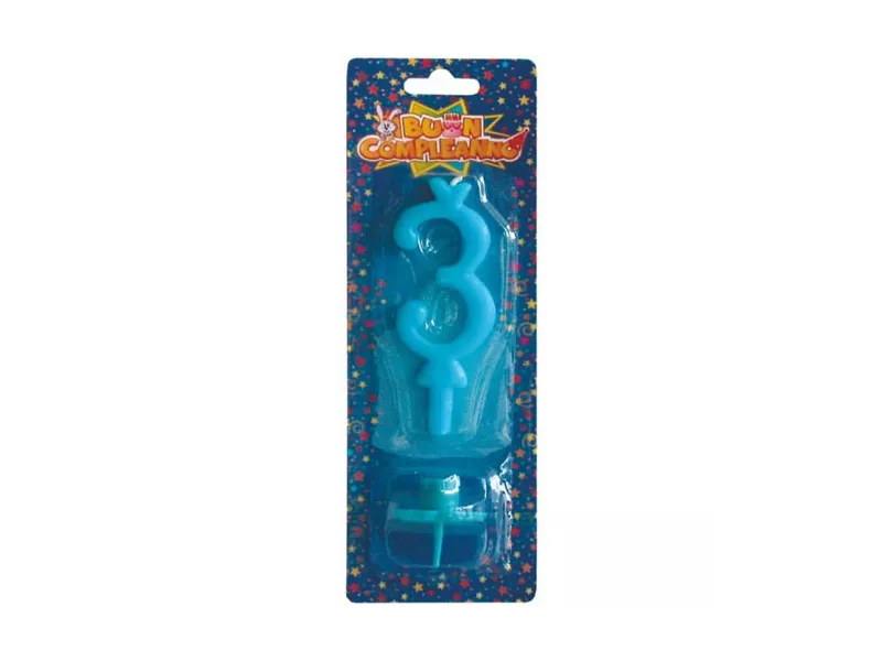 Candelina - Numero 3 (Azzurro)