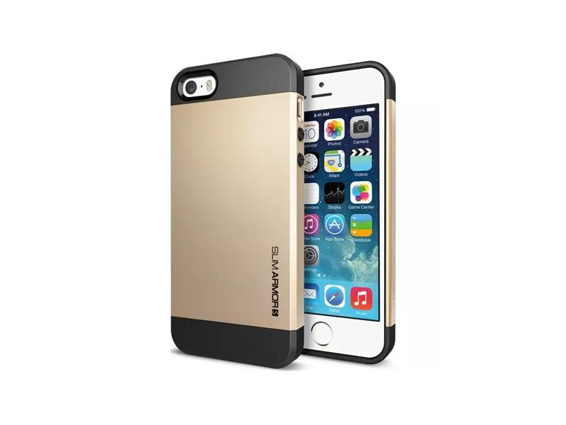 Cover Slim Armor TPU e Policarbonato per iPhone 5 5S (Oro)