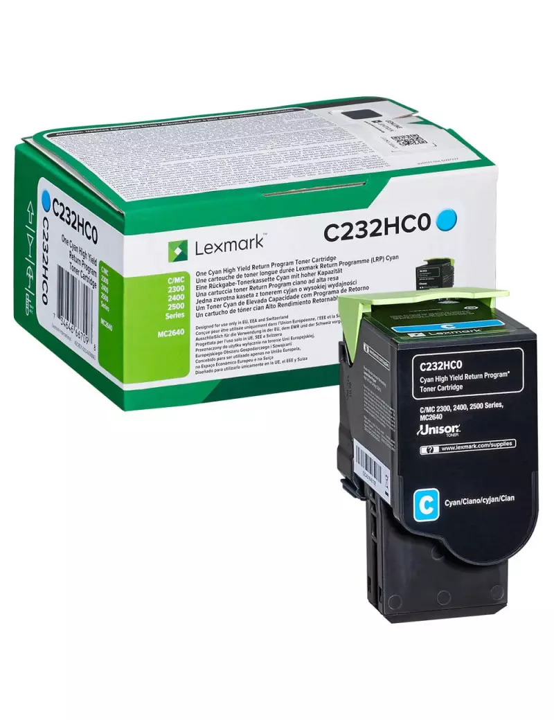 Toner Originale Lexmark C232HC0 (Ciano 2300 pagine) Toner Originale Lexmark C232HC0 (Ciano 2300 pagine)