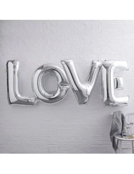 Palloncini con Scritta LOVE (Argento)