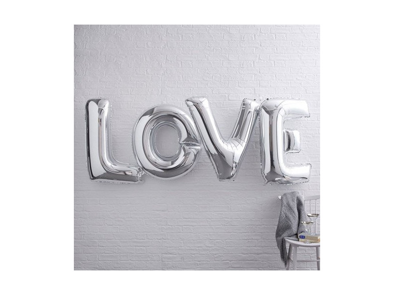 Palloncini con Scritta LOVE (Argento)