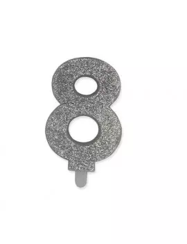 Candelina Glitter - Numero 8 (Argento Glitter)