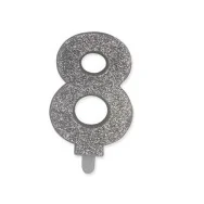 Candelina Glitter - Numero 8 (Argento Glitter)
