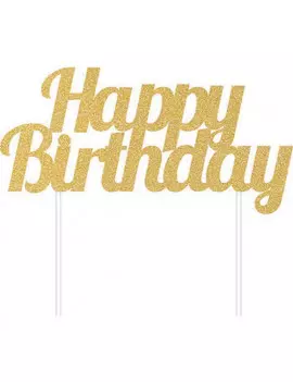 Cake Topper Happy Birthday (Oro)