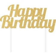 Cake Topper Happy Birthday (Oro)
