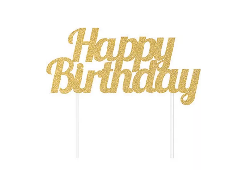 Cake Topper Happy Birthday (Oro)