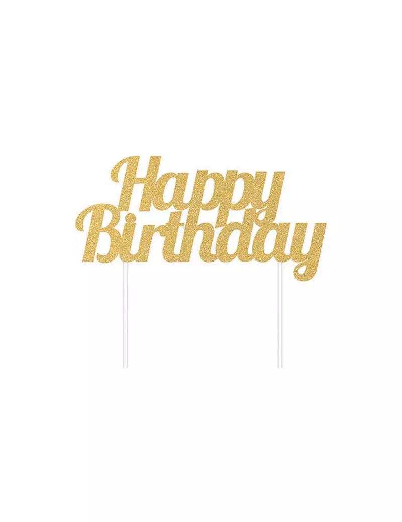 Cake Topper Happy Birthday (Oro)