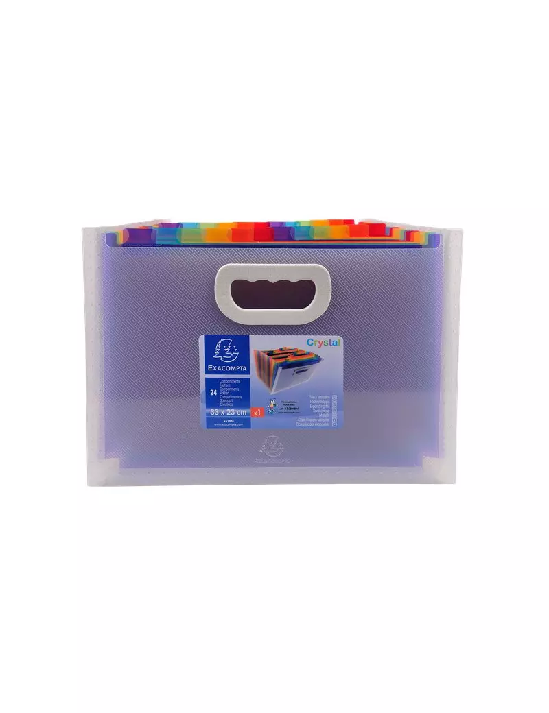 Classificatore Crystal con Maniglia Exacompta - 24 Scomparti - 55198E (Cristallo Rigato)