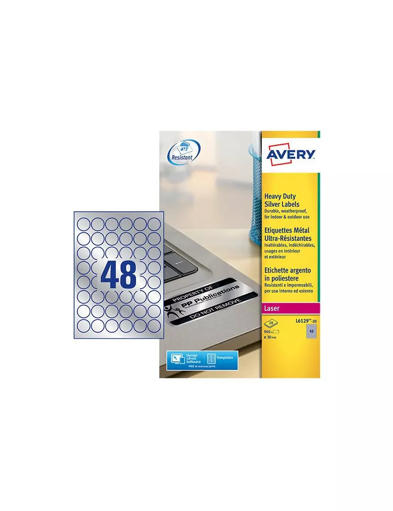 Etichette in PL Permanente Avery - Laser - 99,1x42,3 mm - L6107-20 (Giallo Conf. 20) Etichette in PL Permanente Avery - Laser - 99,1x42,3 mm - L6107-20 (Giallo Conf. 20)