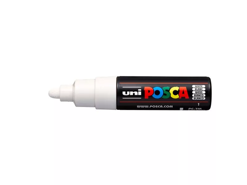 Marcatore Uni Posca a Tempera Uni-Ball - Tonda - 4,5-5,5 mm - M PC7M BI (Bianco Conf. 6)