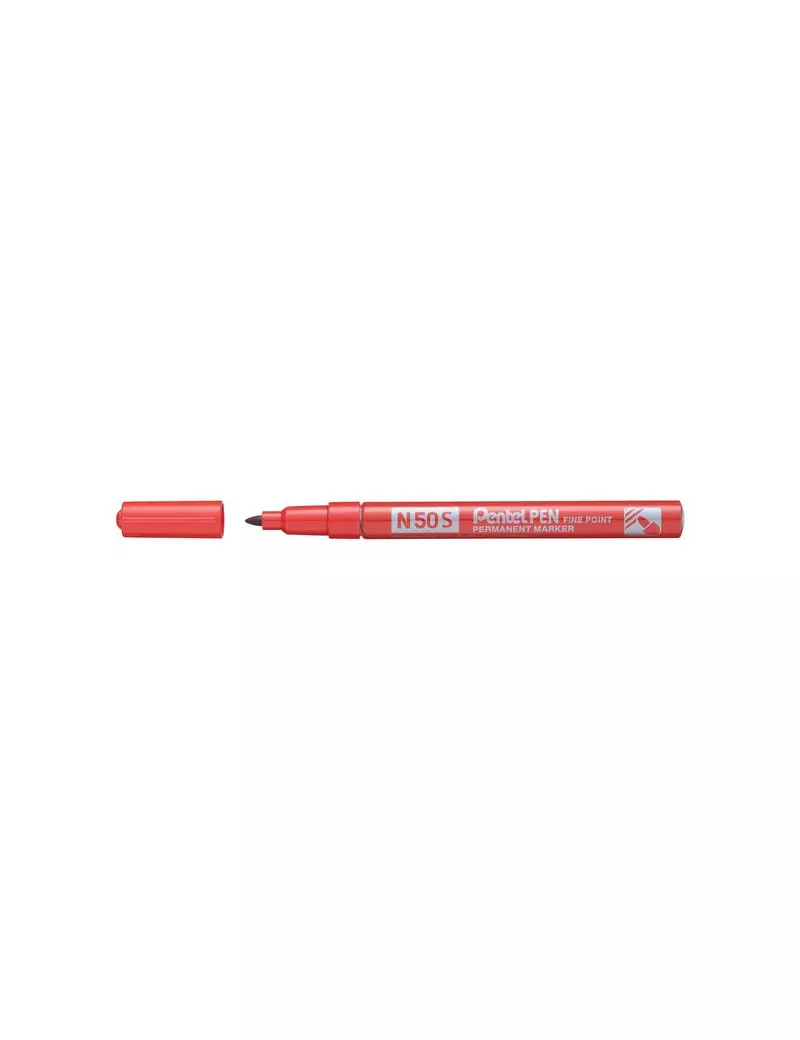 Marcatore Permanente N50S Pentel - Tonda - 1 mm - N50S-B (Rosso)