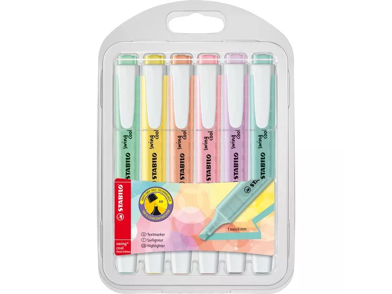 Evidenziatore Swing Cool Stabilo - 275/6-08 (Assortiti Pastello Conf. 6) Evidenziatore Swing Cool Stabilo - 275/6-08 (Assortiti Pastello Conf. 6)