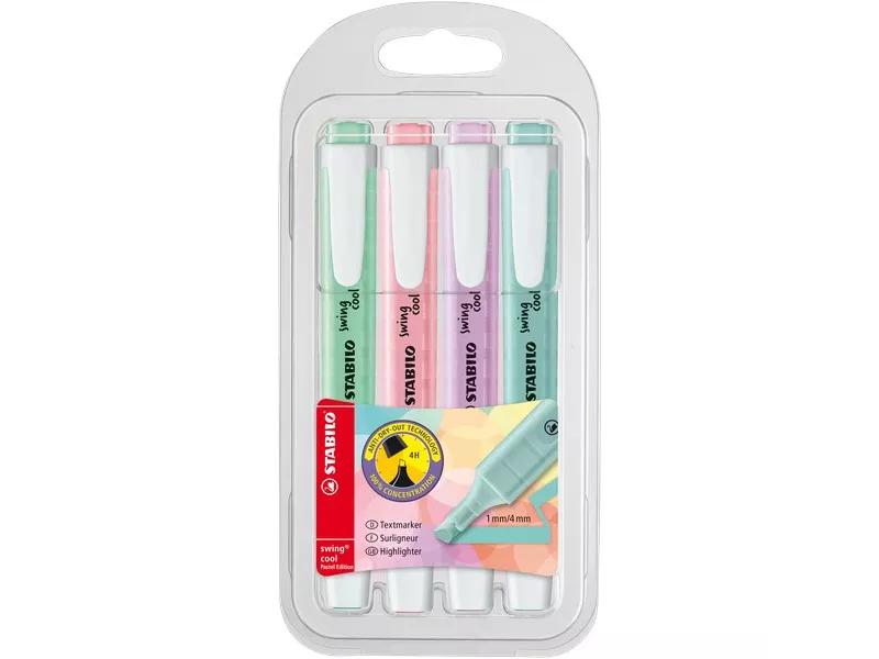 Evidenziatore Swing Cool Stabilo - 275/4-08 (Assortiti Pastello Conf. 4)