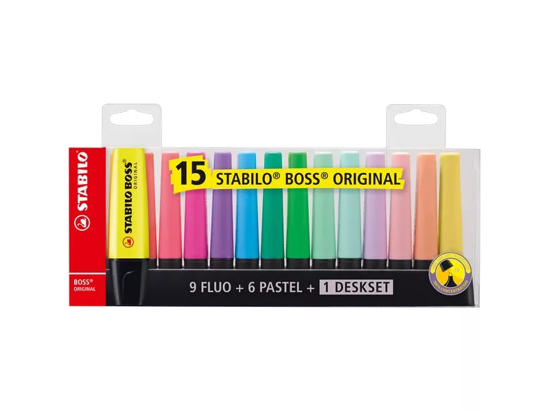 Evidenziatore Boss Original Stabilo - Desk Set - 7015-01 (Assortiti Conf. 15) Evidenziatore Boss Original Stabilo - Desk Set - 7015-01 (Assortiti Conf. 15)