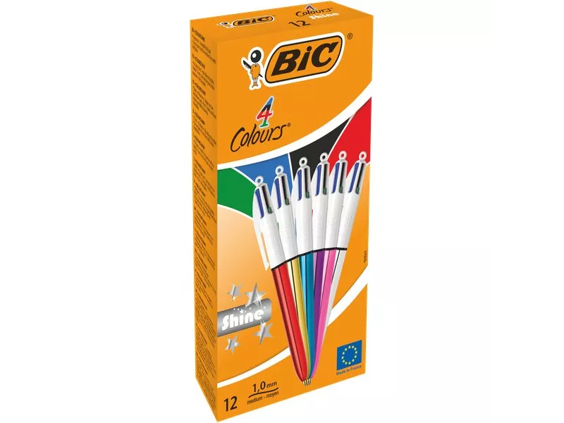 Penna a Sfera 4 Colours Shine Bic - 1 mm - 964775 (Conf. 12)