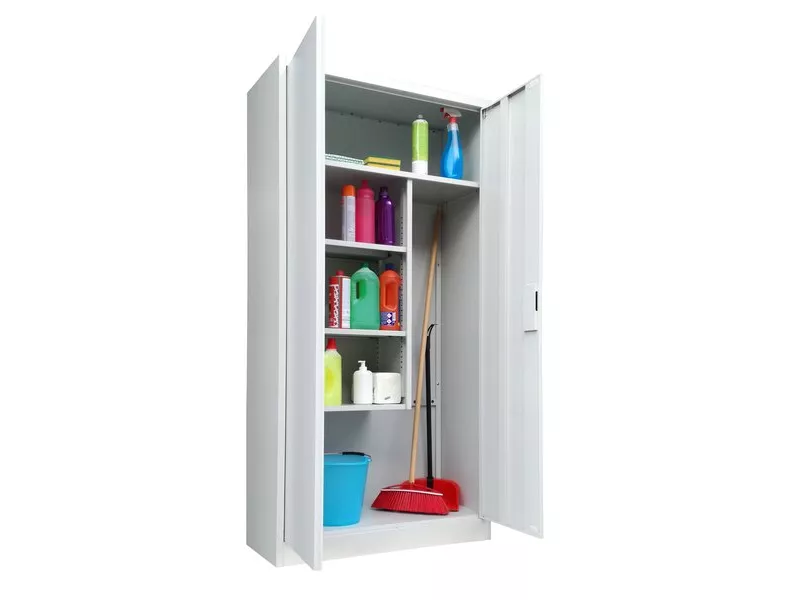 Armadio Metallici Porta Scope 2 Ante Bertesi - 90x41x181,5 cm - PS/90 (Grigio)