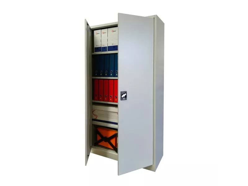 Armadio Alto con Ante Battenti Bertesi - 4 Ripiani - 100x45x200 cm - BA100 G (Grigio)