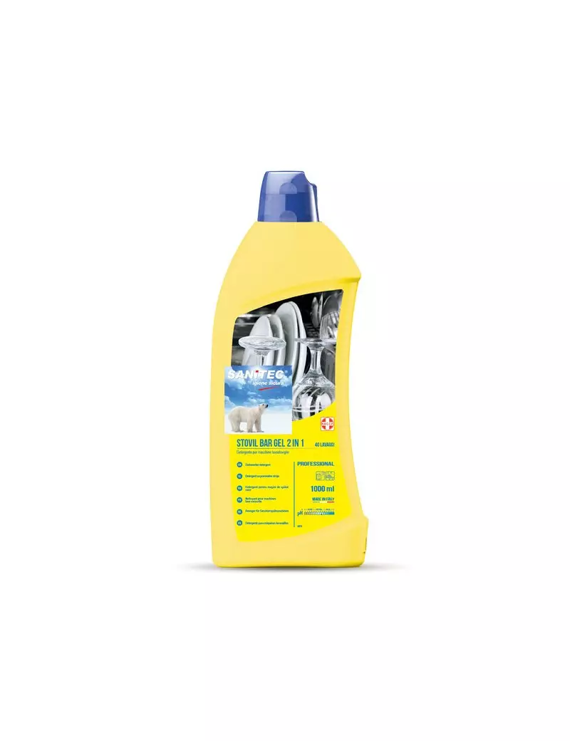 Detergente Gel con Brillantante per Lavastoviglie Sanitec - 1 Litro - 1161-S