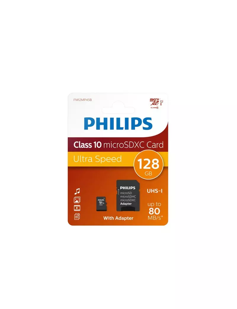 Micro SDXC Card Micro Philips - 128GB - Class 10 - PHMSDMA128GBXCCL10 Micro SDXC Card Micro Philips - 128GB - Class 10 - PHMSDMA128GBXCCL10