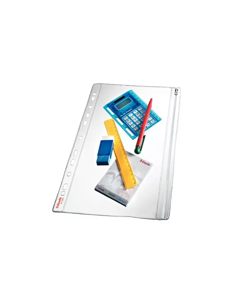 Buste a Perforazione Universale con Chiusura a Zip Esselte - 21,5x30,7 (Trasparente Conf. 5) Buste a Perforazione Universale con Chiusura a Zip Esselte - 21,5x30,7 (Trasparente Conf. 5)