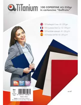 Copertine in Cartoncino per Rilegatura Titanium - A4 Goffrata - CAA3-01-SL (Nero Conf. 100)