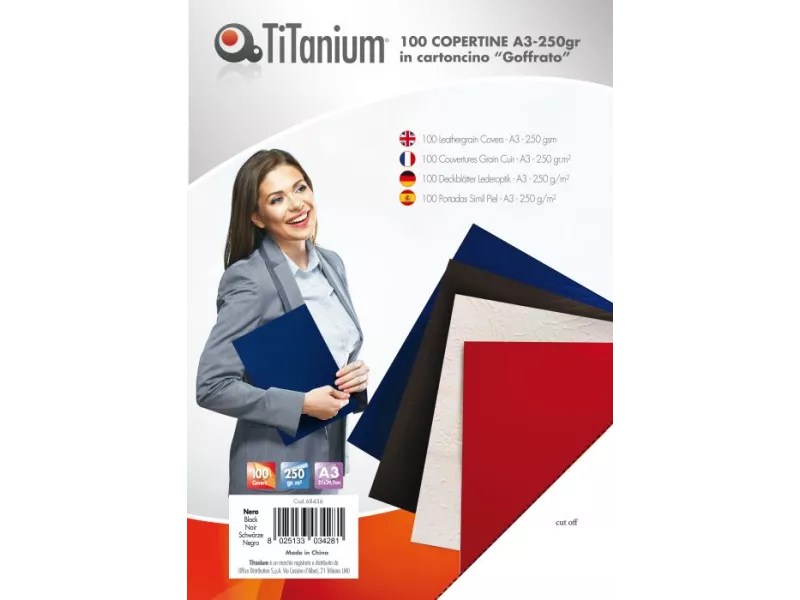 Copertine in Cartoncino per Rilegatura Titanium - A4 Goffrata - CAA3-01-SL (Nero Conf. 100)