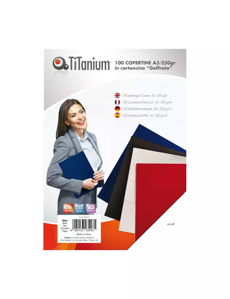 Copertine in Cartoncino per Rilegatura Titanium - A4 Goffrata - CAA3-01-SL (Nero Conf. 100)