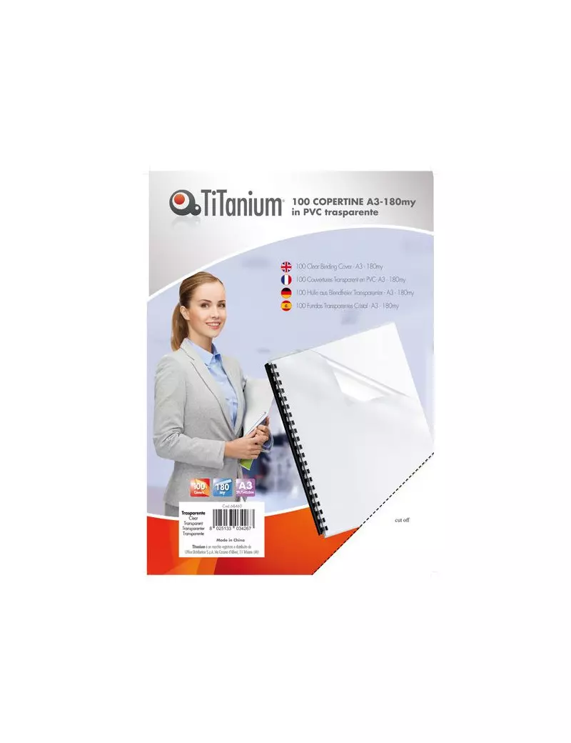 Copertine in PVC per Rilegatura Titanium - A3 Liscio - 180 micron - PVC118-3SL (Trasparente Conf. 100)