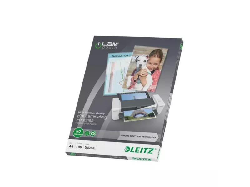 Pouches per Plastificatrici iLAM UDT Leitz - A4 Lucida - 80 micron - 74780000 (Trasparente Conf. 100) Pouches per Plastificatrici iLAM UDT Leitz - A4 Lucida - 80 micron - 74780000 (Trasparente Conf. 100)