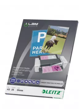 Pouches per Plastificatrici iLAM UDT Leitz - A3 Lucida - 250 micron - 74910000 (Trasparente Conf. 25)