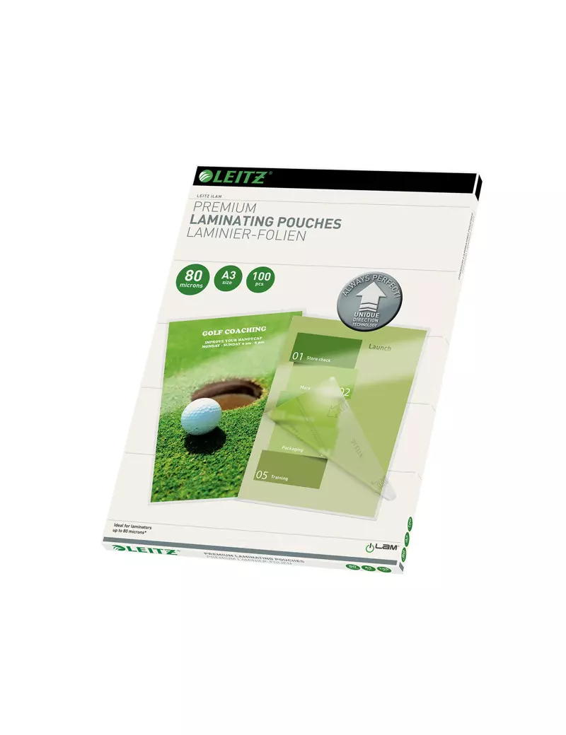 Pouches per Plastificatrici iLAM UDT Leitz - A3 Lucida - 80 micron - 74850000 (Trasparente Conf. 100) Pouches per Plastificatrici iLAM UDT Leitz - A3 Lucida - 80 micron - 74850000 (Trasparente Conf. 100)