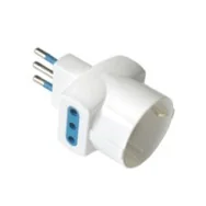 Adattatore di Rete MKC - Spina 10A - 2 Prese 10A, 16A Schuko - 492518036 (Bianco)