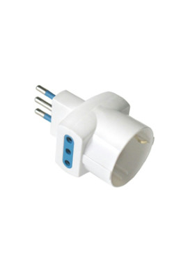 Adattatore di Rete MKC - Spina 10A - 2 Prese 10A, 16A Schuko - 492518036 (Bianco)