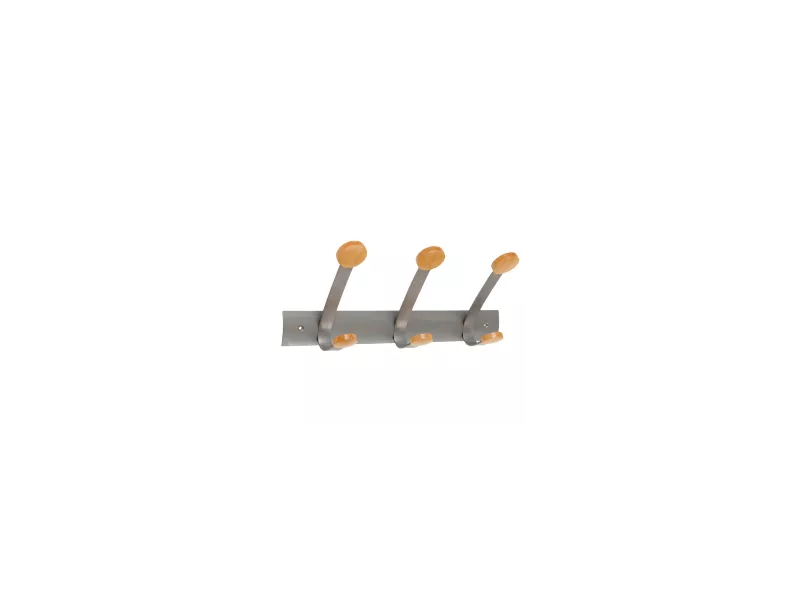 Appendiabiti da Parete Duo e Trio Alba - 38x15x27 cm - 6 Posti - PMV3 (Grigio e Legno)