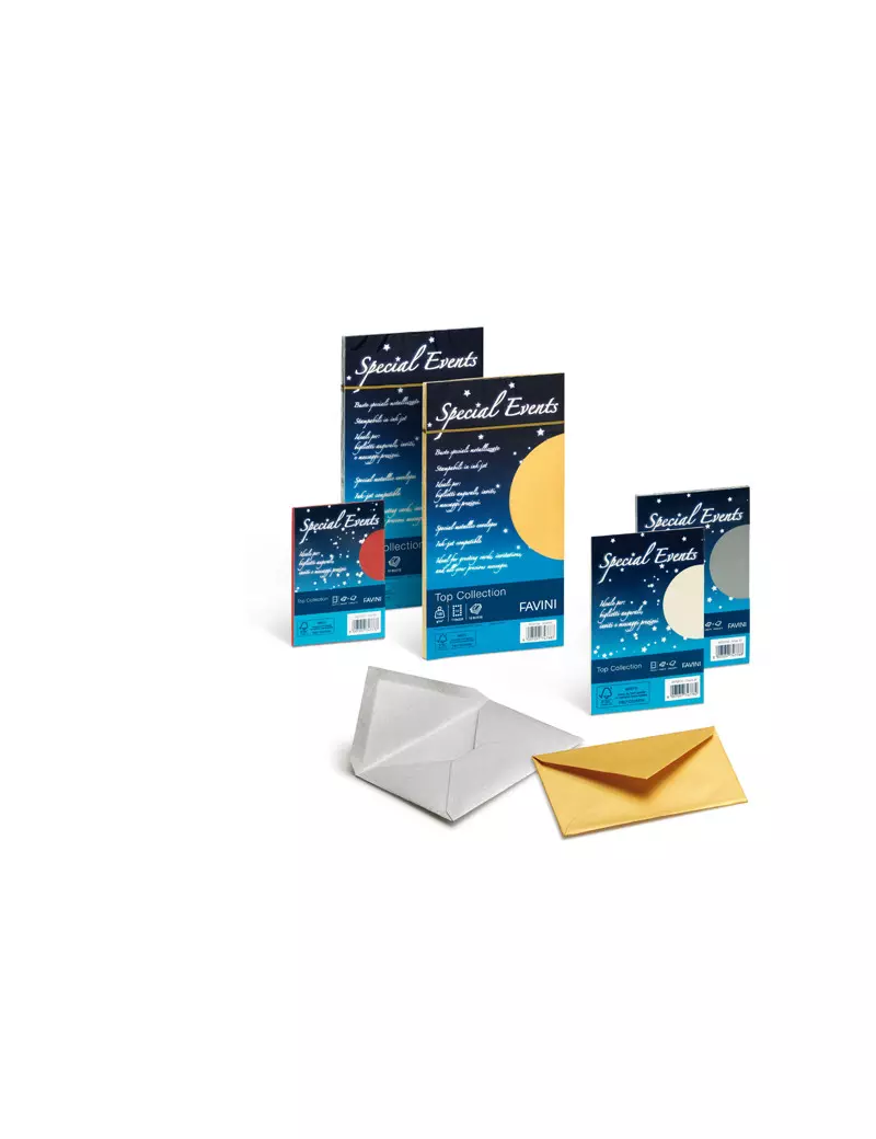 Carta e Buste Metallizzate Special Events Favini - 11x22 cm - 120 g - A57H154 (Oro Conf. 10)