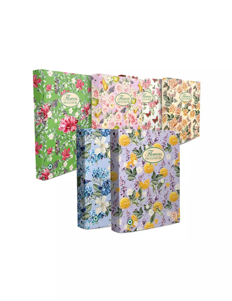 Raccoglitore Nature Flowers Pigna - 27x32 cm - 4 Anelli Tondi Ø30 mm - 005479630 (Assortiti Conf. 5)