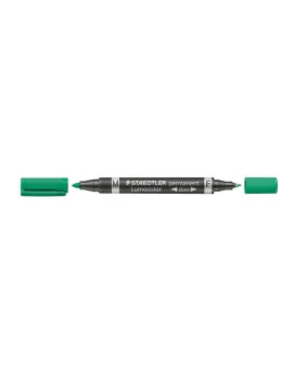 Marcatore Lumocolor Permanent Duo Staedtler - Doppia Punta - 0,6-1,5 mm - 348-5 (Verde)