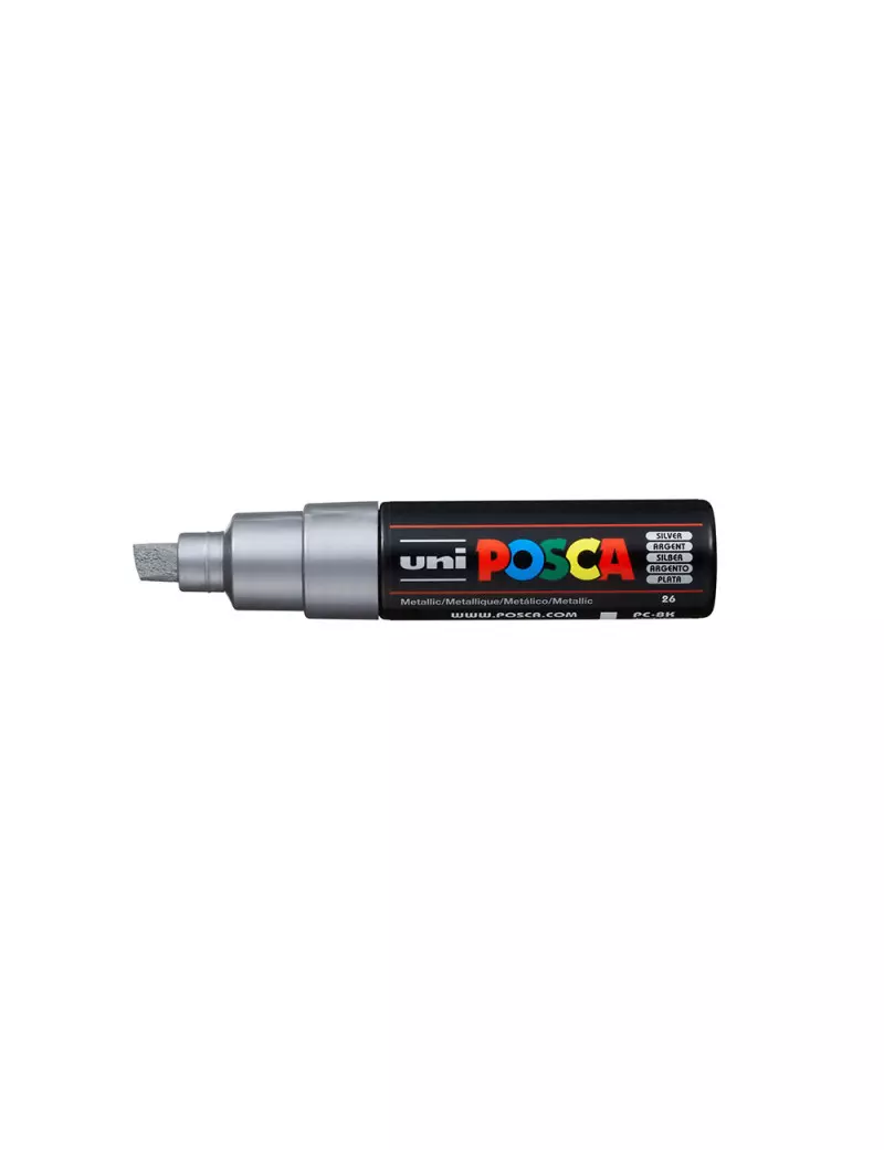 Marcatore a Tempera Uni Posca PC8K Uni-Ball - Punta Scalpello - 8 mm - M PC8K ARG (Argento) Marcatore a Tempera Uni Posca PC8K Uni-Ball - Punta Scalpello - 8 mm - M PC8K ARG (Argento)