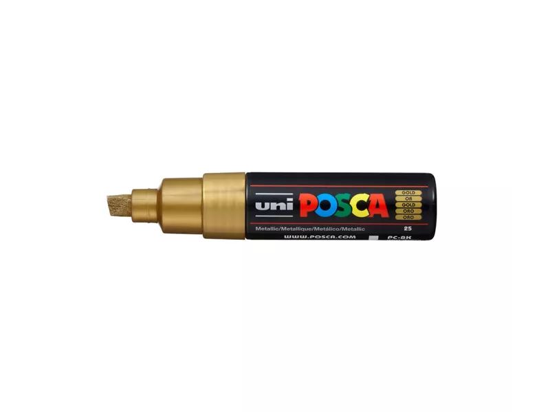Marcatore a Tempera Uni Posca PC8K Uni-Ball - Punta Scalpello - 8 mm - M PC8K ORO (Oro)