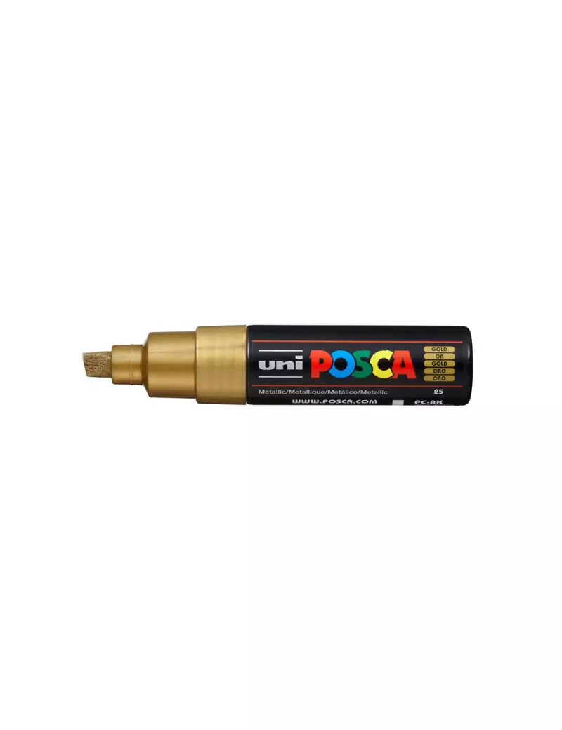 Marcatore a Tempera Uni Posca PC8K Uni-Ball Punta Scalpello 8 mm M PC8K ORO  Oro 4902778113608