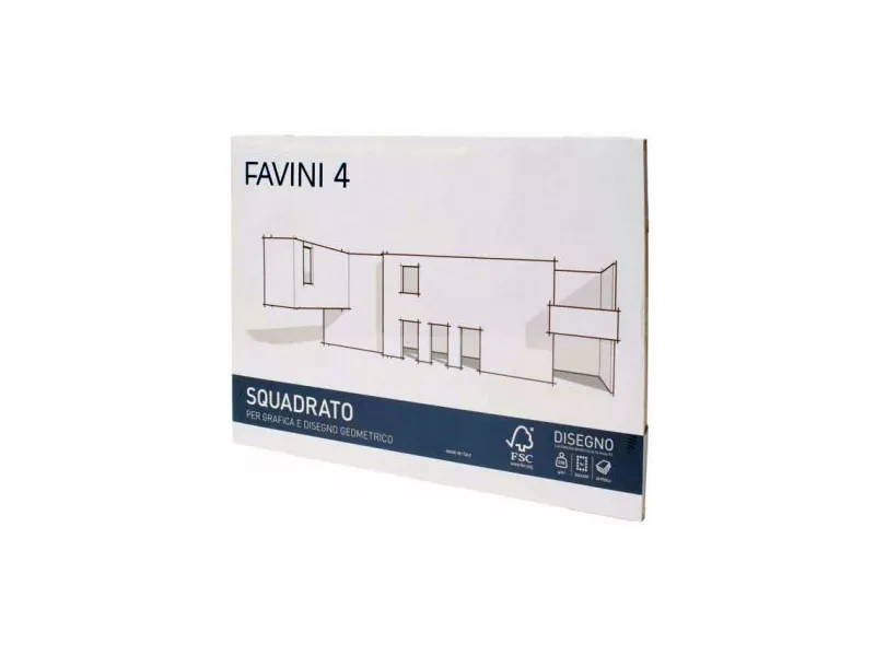 Album da Disegno Favini 4 - 24x33 cm - Liscio Riquadrato - 220 g - A167504 (Bianco)