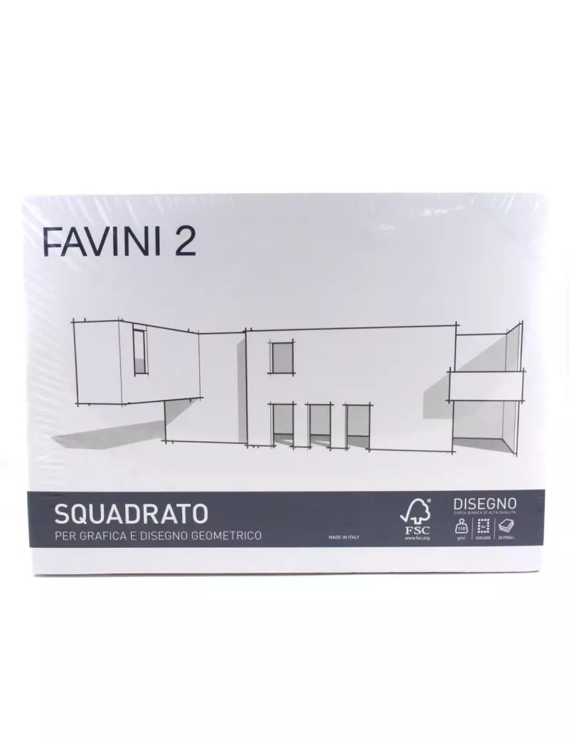 Album da Disegno Favini 2 - 33x48 cm - Liscio Riquadrato - 110 g - A171313 (Bianco)