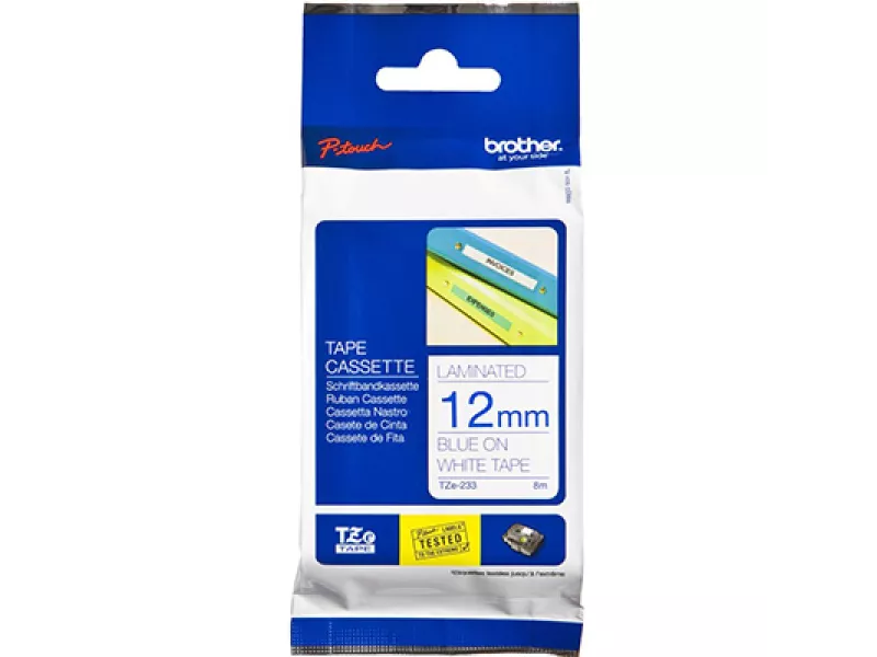 Nastro Originale Brother TZe-233 - 12 mm x 8 m - Laminato (Blu su Bianco) Nastro Originale Brother TZe-233 - 12 mm x 8 m - Laminato (Blu su Bianco)