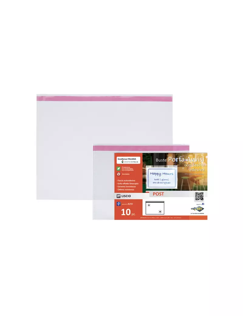 Buste Porta Avvisi Post A4 Sei Rota - 30x22 cm - 410030 (Trasparente Conf. 10) Buste Porta Avvisi Post A4 Sei Rota - 30x22 cm - 410030 (Trasparente Conf. 10)