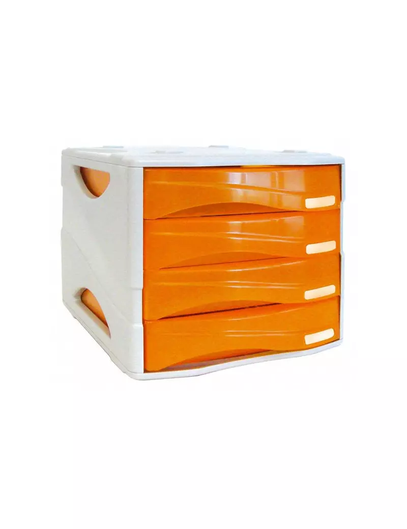 Cassettiera Infrangibile Smile Arda - 38x28,9x25,4 cm - 4 Cassetti (Arancione Traslucido)