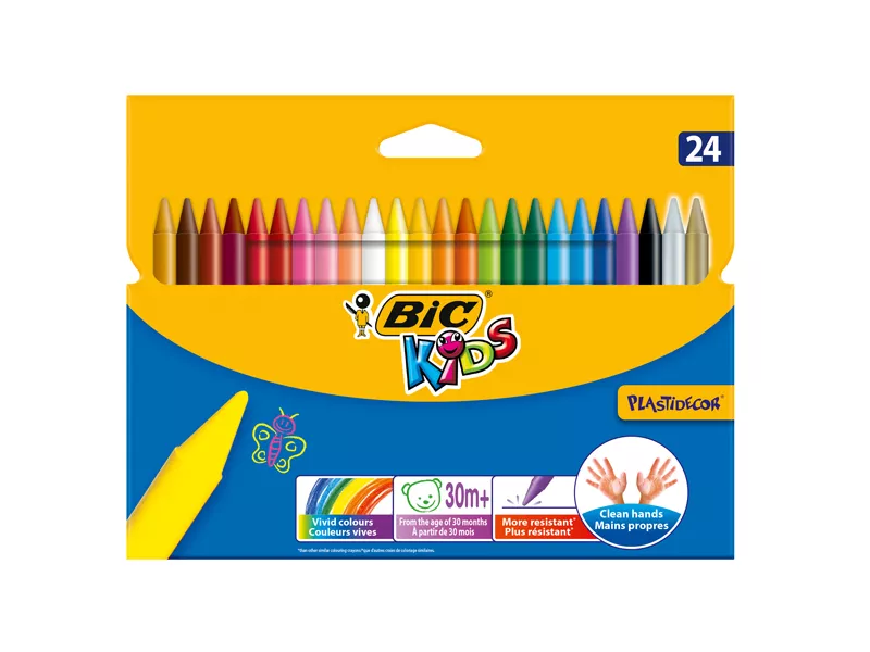 Pastelli a Cera Plastidecor Bic - 8 mm - 8297721 (Assortiti Conf. 24) Pastelli a Cera Plastidecor Bic - 8 mm - 8297721 (Assortiti Conf. 24)
